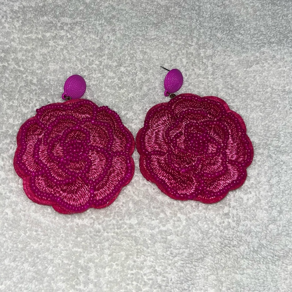 Elegant Pink Floral Earrings